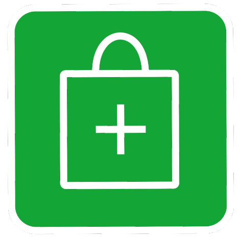 Symbol einer medizinischen Einkaufstasche mit Kreuz